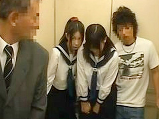 Sex Ed: XXX Nippon Schoolgirl's Tokyo Thrill with Dirty China Boy's Elevator Naughtiness